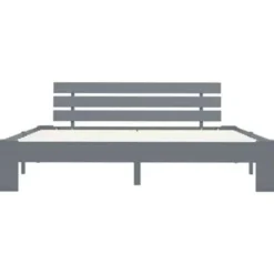 vidaXL - Tweepersoonbed met hoofdbord - Grijs - Massief grenenhout - 160x200 cm