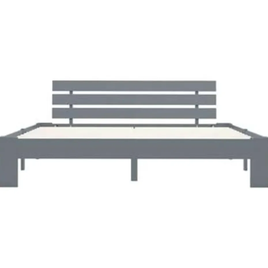 vidaXL - Tweepersoonbed met hoofdbord - Grijs - Massief grenenhout - 160x200 cm