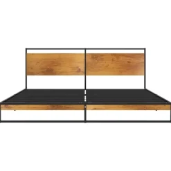 vidaXL - Tweepersoonsbed frame met hout hoofdbord - metaal - 180x200 cm