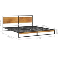 vidaXL - Tweepersoonsbed frame met hout hoofdbord - metaal - 180x200 cm