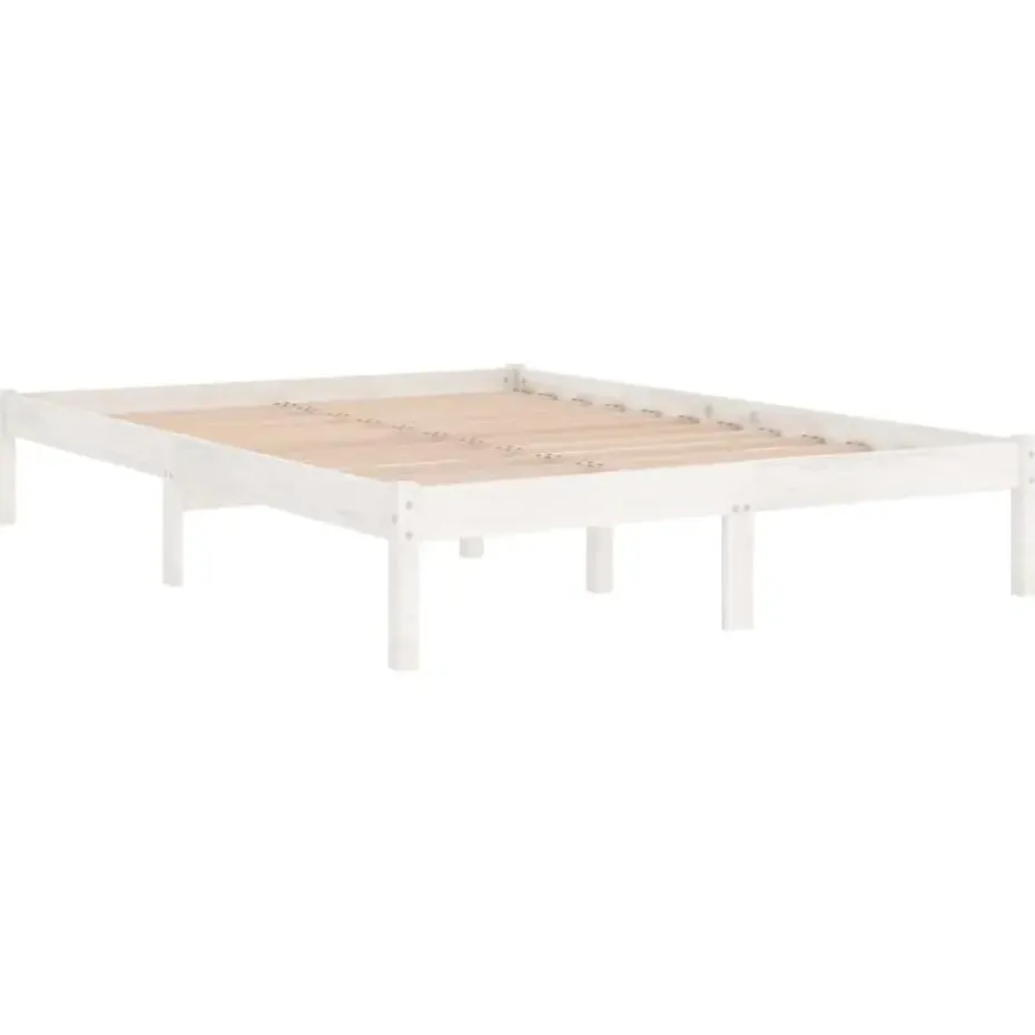 vidaXL - Tweepersoonsbed met latten en poten - Wit - Massief hout - 180x200 cm
