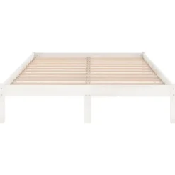 vidaXL - Tweepersoonsbed met latten en poten - Wit - Massief hout - 180x200 cm