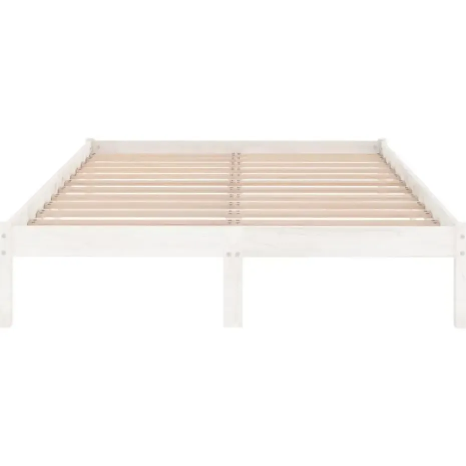 vidaXL - Tweepersoonsbed met latten en poten - Wit - Massief hout - 180x200 cm
