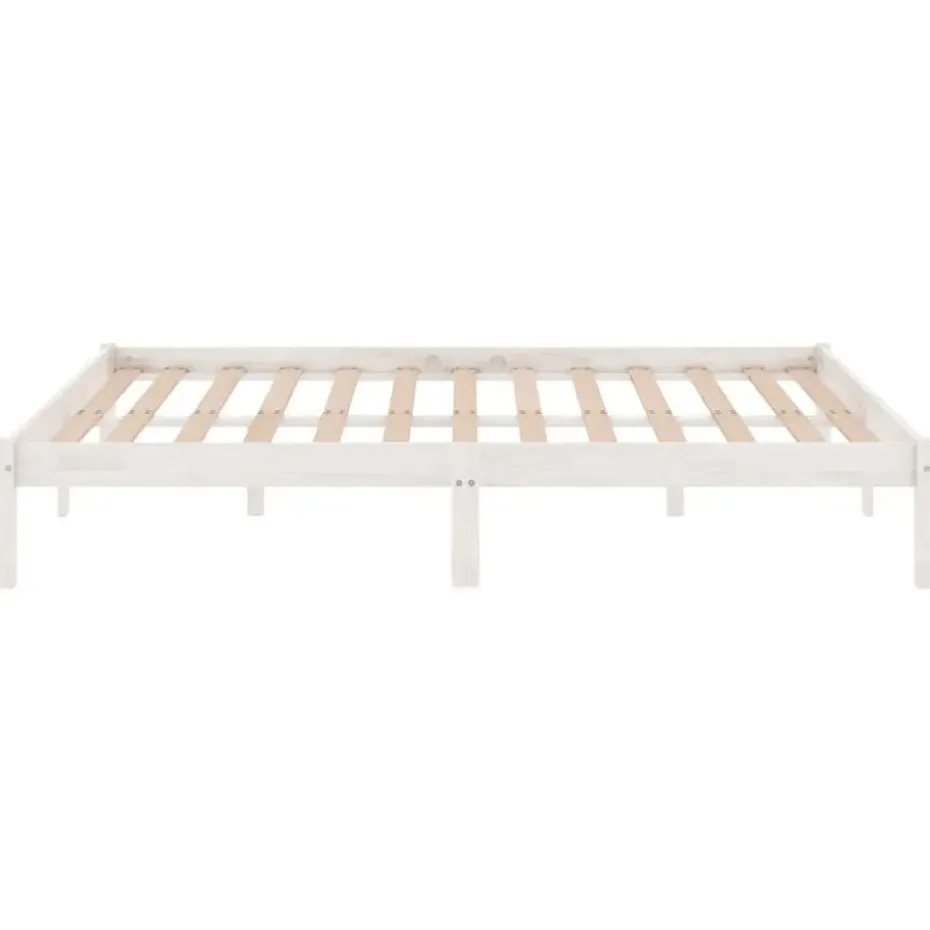vidaXL - Tweepersoonsbed met latten en poten - Wit - Massief hout - 180x200 cm
