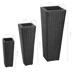 vidaXL - Verhoogde Plantenbak - Zwart - Poly rattan - 3 stuks