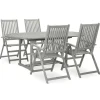 vidaXL - verstelbaar Tuinset 4-zits grijs massief acaciahout - (150-200)x100 cm