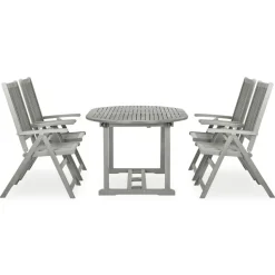 vidaXL - verstelbaar Tuinset 4-zits grijs massief acaciahout - (150-200)x100 cm