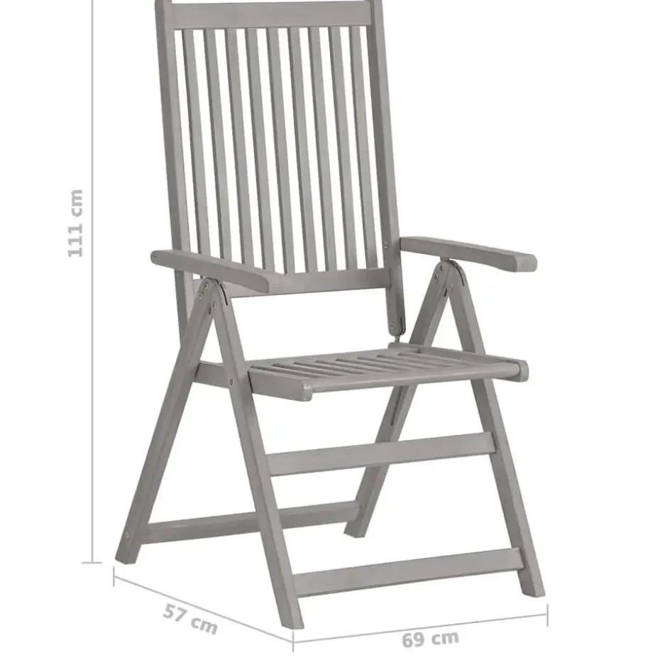 vidaXL - verstelbaar Tuinset 4-zits grijs massief acaciahout - (150-200)x100 cm