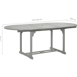 vidaXL - verstelbaar Tuinset 4-zits grijs massief acaciahout - (150-200)x100 cm