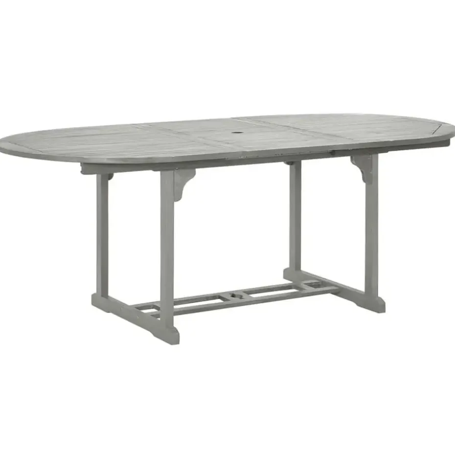 vidaXL - verstelbaar Tuinset 4-zits grijs massief acaciahout - (150-200)x100 cm