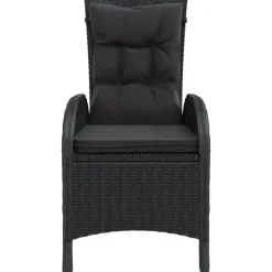 vidaXL - Verstelbaar Tuinset met zwart kussens - Poly rattan en bruin - 5 stuks