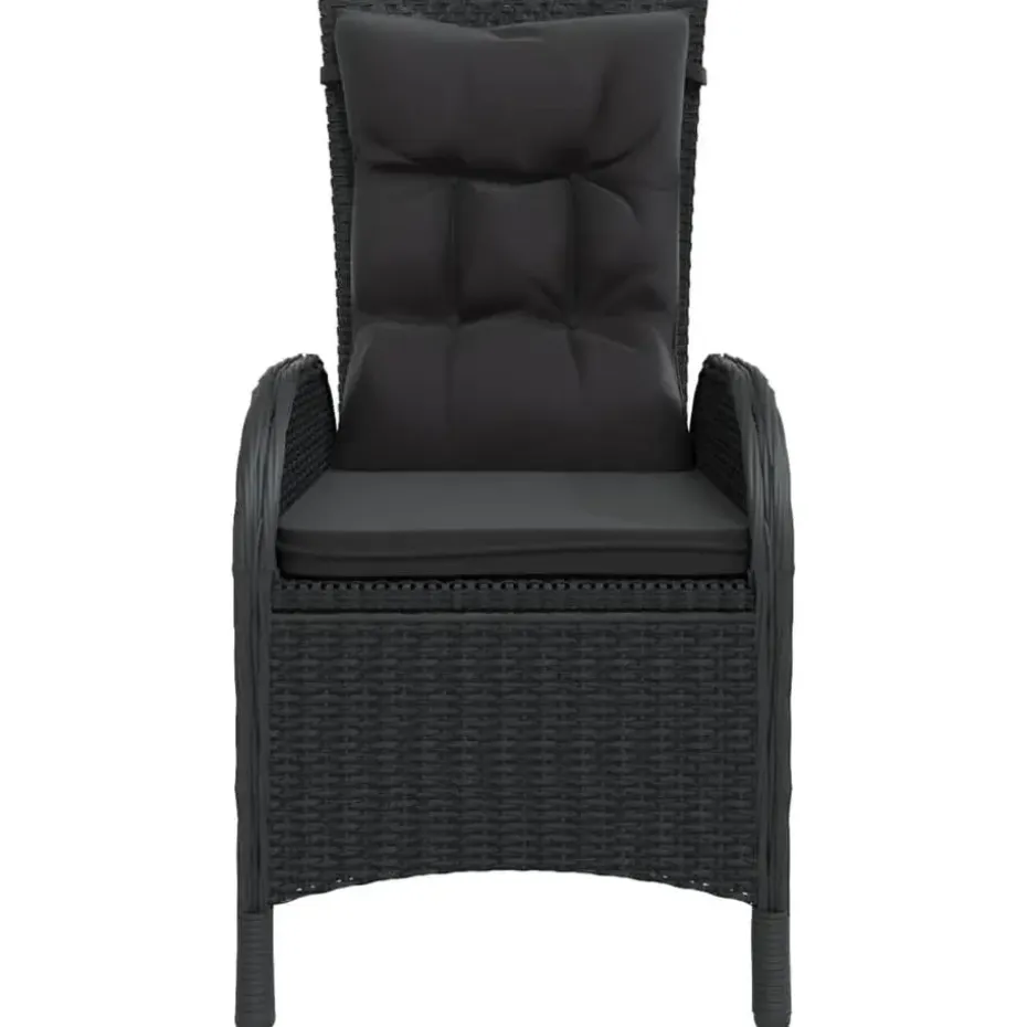 vidaXL - Verstelbaar Tuinset met zwart kussens - Poly rattan en bruin - 5 stuks