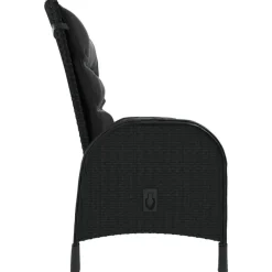 vidaXL - Verstelbaar Tuinset met zwart kussens - Poly rattan en bruin - 5 stuks