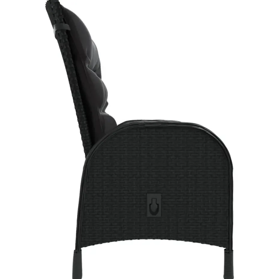 vidaXL - Verstelbaar Tuinset met zwart kussens - Poly rattan en bruin - 5 stuks