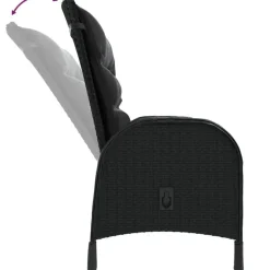 vidaXL - Verstelbaar Tuinset met zwart kussens - Poly rattan en bruin - 5 stuks