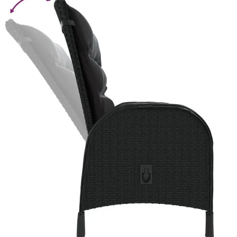 vidaXL - Verstelbaar Tuinset met zwart kussens - Poly rattan en bruin - 5 stuks