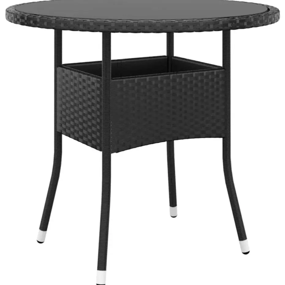 vidaXL - Verstelbaar Tuinset met zwart kussens - Poly rattan en bruin - 5 stuks