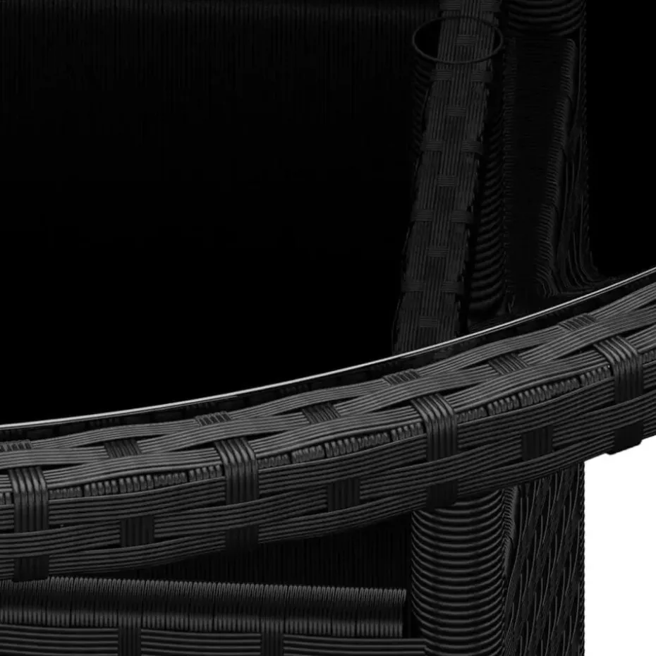 vidaXL - Verstelbaar Tuinset met zwart kussens - Poly rattan en bruin - 5 stuks