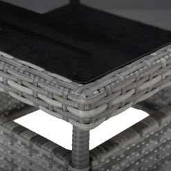 vidaXL - Verstelbaar Tuinset met grijs kussens - Poly rattan en glas - 5 stuks