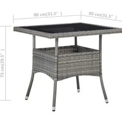 vidaXL - Verstelbaar Tuinset met grijs kussens - Poly rattan en glas - 5 stuks