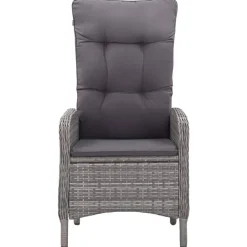 vidaXL - Verstelbaar Tuinset met grijs kussens - Poly rattan en glas - 5 stuks