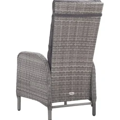 vidaXL - Verstelbaar Tuinset met grijs kussens - Poly rattan en glas - 5 stuks