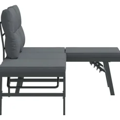 vidaXL - Verstelbare Tuinbanken met kussens zwart - Gepoedercoat staal - 2 stuks