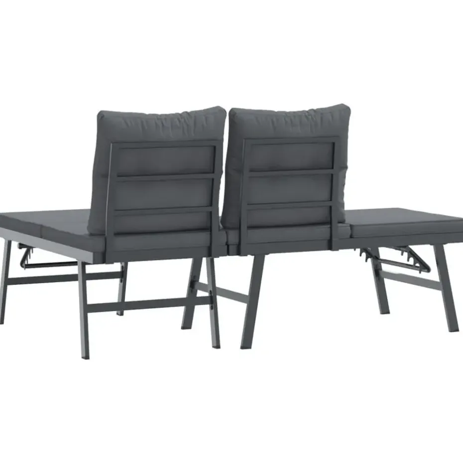 vidaXL - Verstelbare Tuinbanken met kussens zwart - Gepoedercoat staal - 2 stuks