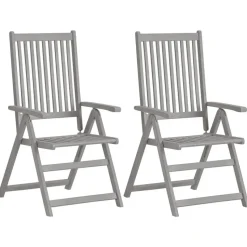 vidaXL - Verstelbare tuinstoelen met kussens - Grijs - Acaciahout - 2 stuks