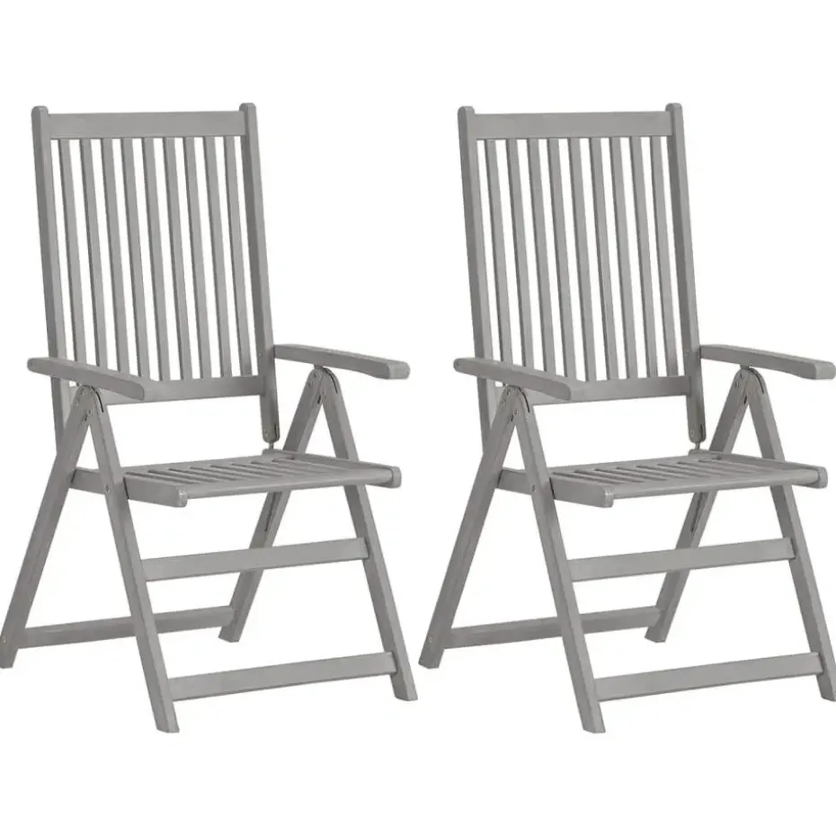 vidaXL - Verstelbare tuinstoelen met kussens - Grijs - Acaciahout - 2 stuks