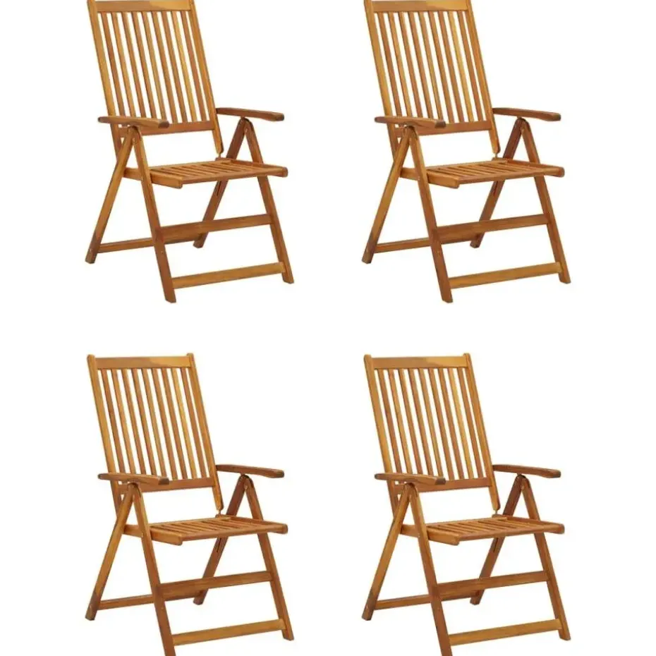 vidaXL - Verstelbare tuinstoelen met kussens - Blauw - Hout - 4 stuks