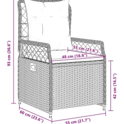 vidaXL - Verstelbare tuinstoelen - Grijs - Poly rattan - 2 stuks