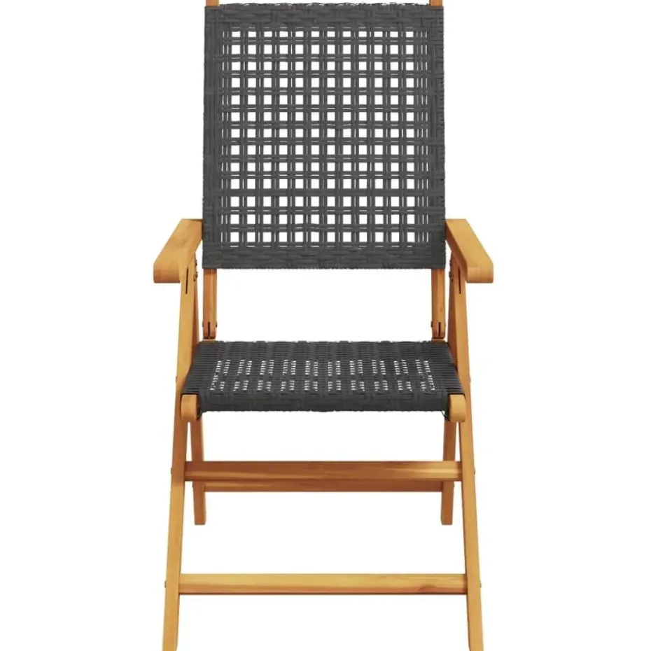 vidaXL - Verstelbare tuinstoelen - Zwart - Poly rattan en hout zwart - 4 stuks