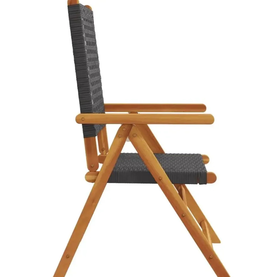 vidaXL - Verstelbare tuinstoelen - Zwart - Poly rattan en hout zwart - 4 stuks