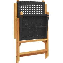 vidaXL - Verstelbare tuinstoelen - Zwart - Poly rattan en hout zwart - 4 stuks