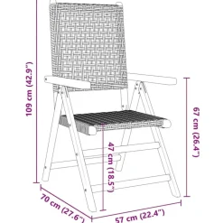 vidaXL - Verstelbare tuinstoelen - Zwart - Poly rattan en hout zwart - 4 stuks