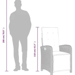 vidaXL - Verstelbare tuinstoelen - Voetensteun - Grijs - Poly rattan - 2 stuks