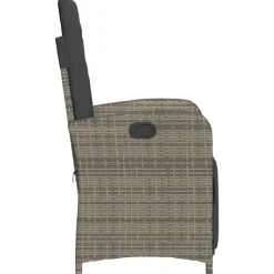 vidaXL - Verstelbare tuinstoelen - Voetensteun - Grijs - Poly rattan - 2 stuks
