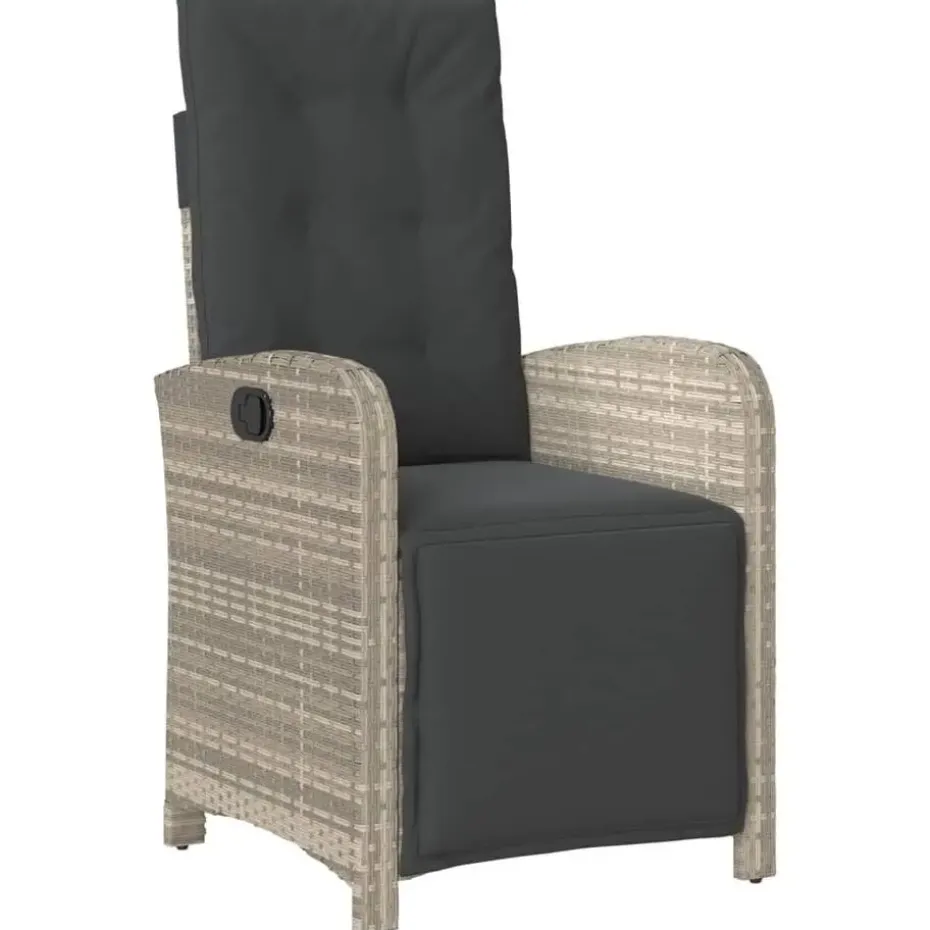 vidaXL - Verstelbare tuinstoelen en voetensteun - Grijs - Poly rattan - 2 stuks