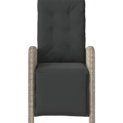 vidaXL - Verstelbare tuinstoelen en voetensteun - Grijs - Poly rattan - 2 stuks