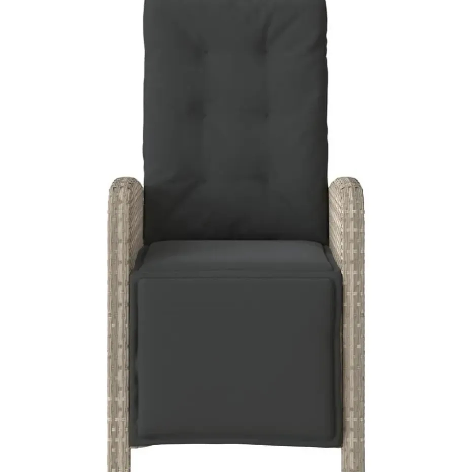 vidaXL - Verstelbare tuinstoelen en voetensteun - Grijs - Poly rattan - 2 stuks