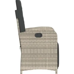 vidaXL - Verstelbare tuinstoelen en voetensteun - Grijs - Poly rattan - 2 stuks