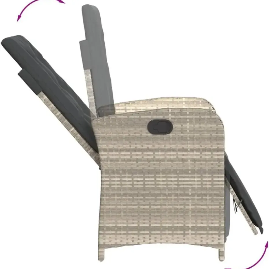 vidaXL - Verstelbare tuinstoelen en voetensteun - Grijs - Poly rattan - 2 stuks