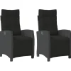 vidaXL - Verstelbare tuinstoelen met voetensteun - Zwart - Poly rattan - 2 stuks