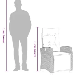 vidaXL - Verstelbare tuinstoelen met voetensteun - Zwart - Poly rattan - 2 stuks