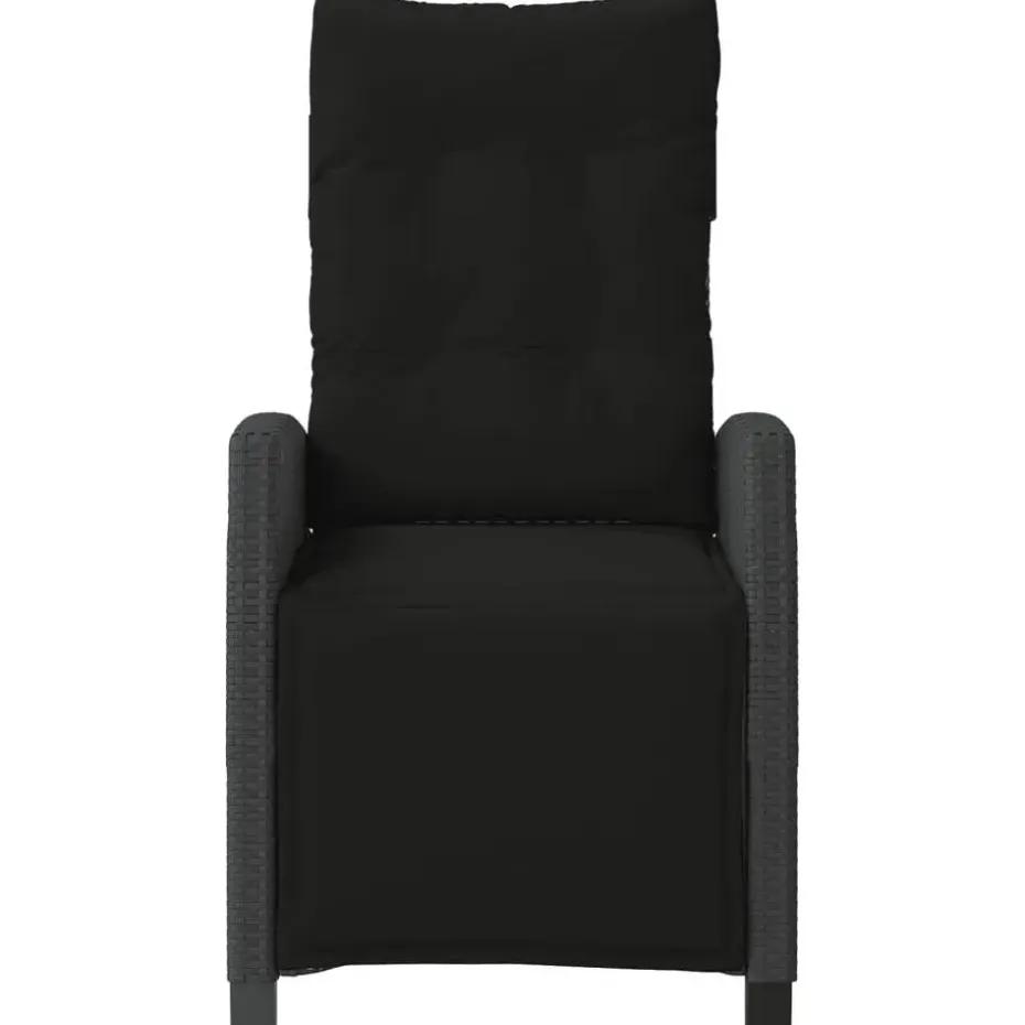 vidaXL - Verstelbare tuinstoelen met voetensteun - Zwart - Poly rattan - 2 stuks