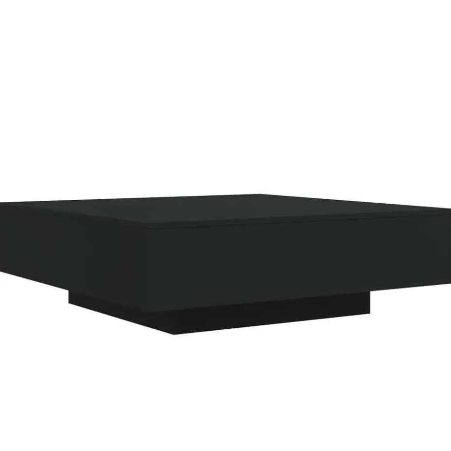 vidaXL - Vierkante salontafel met LED - Zwart - Bewerkt hout - 100x100x31 cm