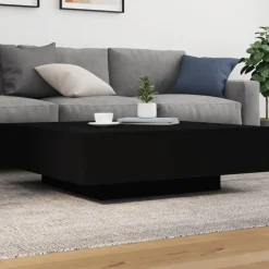 vidaXL - Vierkante salontafel met LED - Zwart - Bewerkt hout - 100x100x31 cm