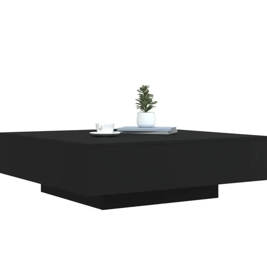 vidaXL - Vierkante salontafel met LED - Zwart - Bewerkt hout - 100x100x31 cm