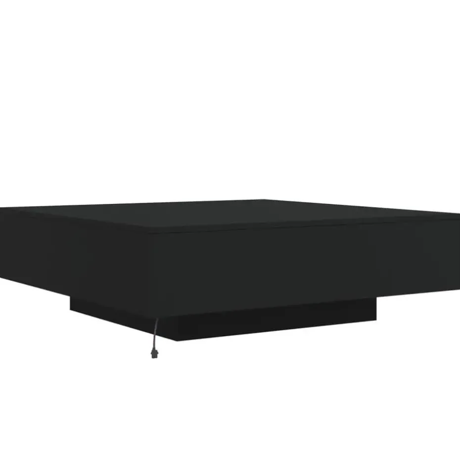 vidaXL - Vierkante salontafel met LED - Zwart - Bewerkt hout - 100x100x31 cm